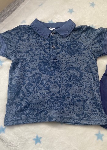 Lacivert Desenli Erkek Çocuk Denim Polo Tişört - Görsel 2