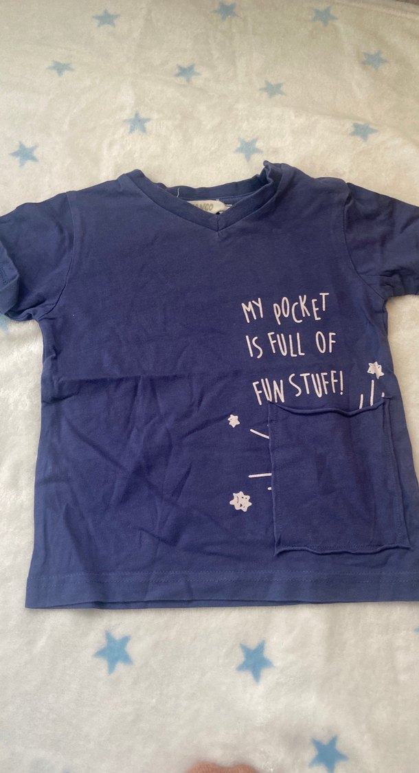 Lacivert Desenli Erkek Çocuk Denim Polo Tişört - Görsel 4