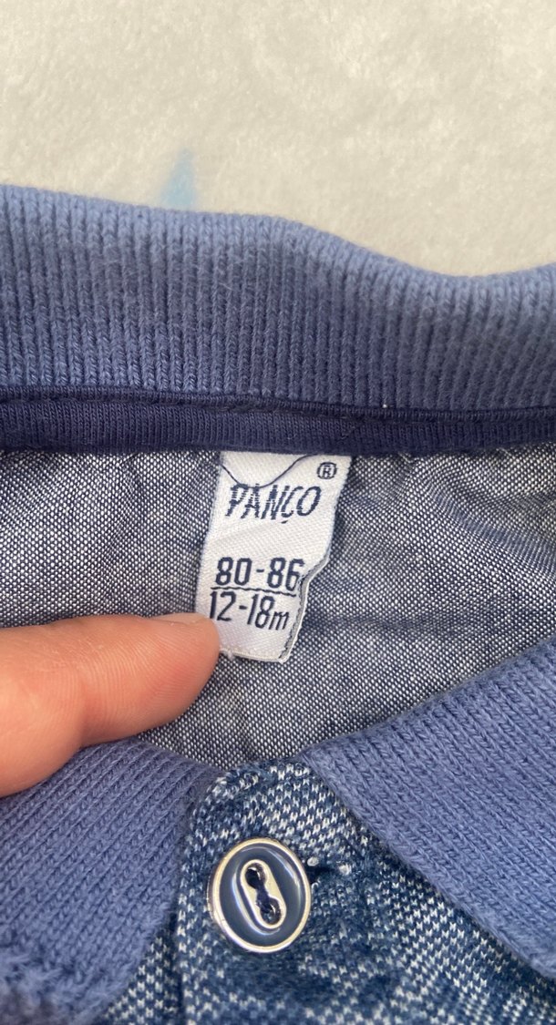 Lacivert Desenli Erkek Çocuk Denim Polo Tişört - Görsel 3