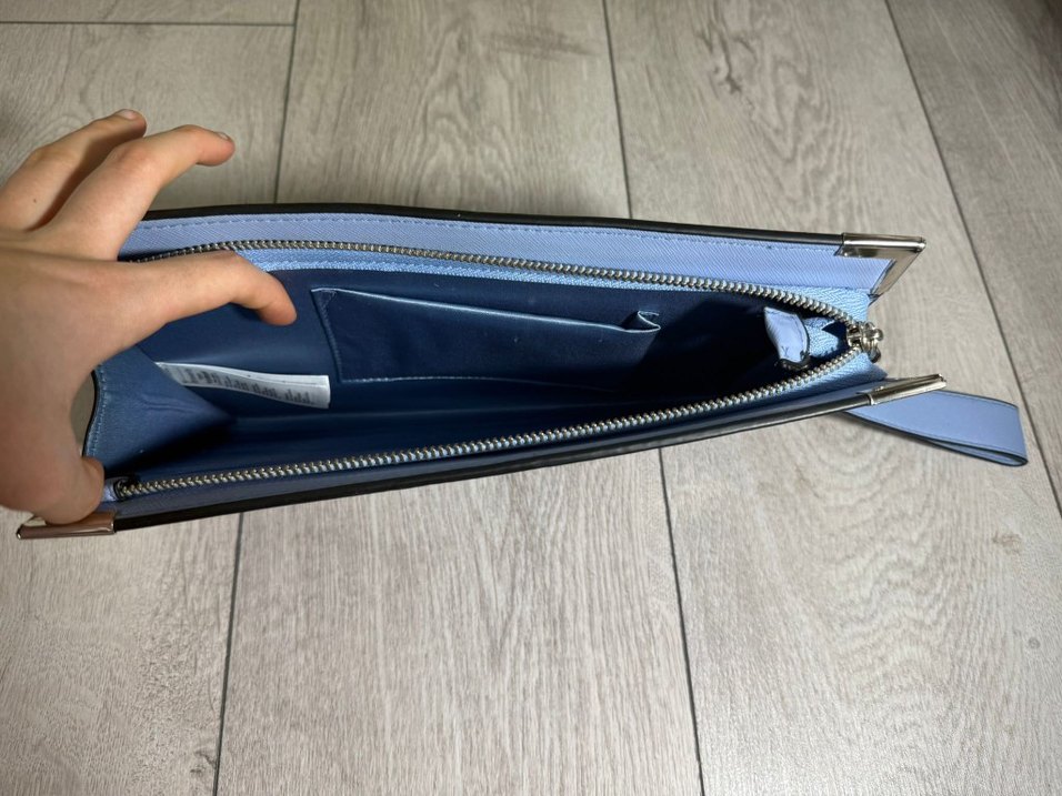 Mavi Deri Kadın El Çantası - Görsel 5