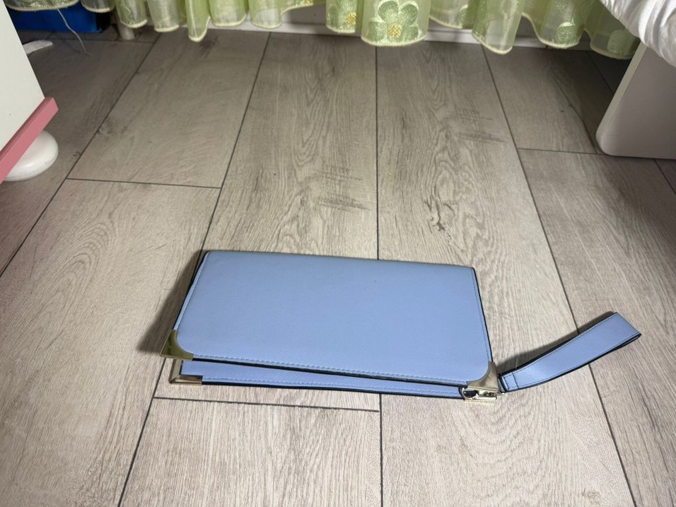 Mavi Deri Kadın El Çantası - Görsel 4