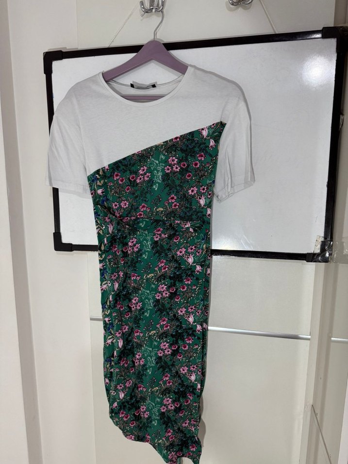 Yeşil Baskılı Midi Elbise - Görsel 3