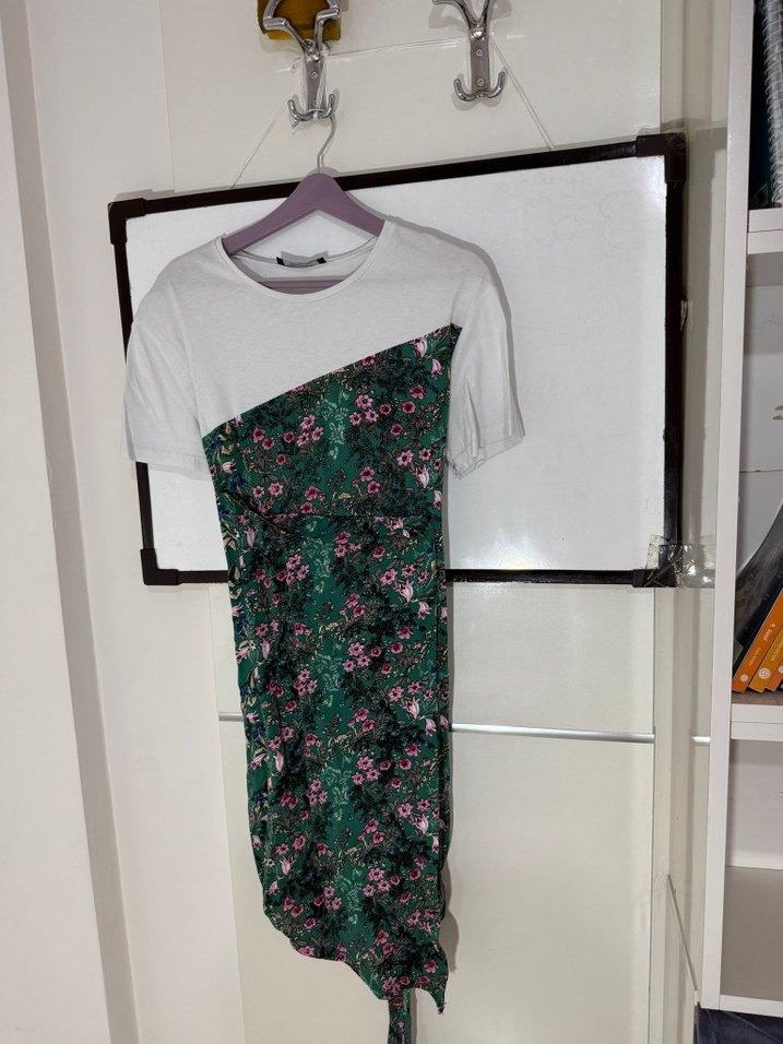 Yeşil Baskılı Midi Elbise - Görsel 2