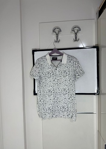 Desenli Beyaz Erkek Polo Tişört - Görsel 2