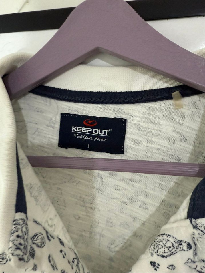 Desenli Beyaz Erkek Polo Tişört - Görsel 3