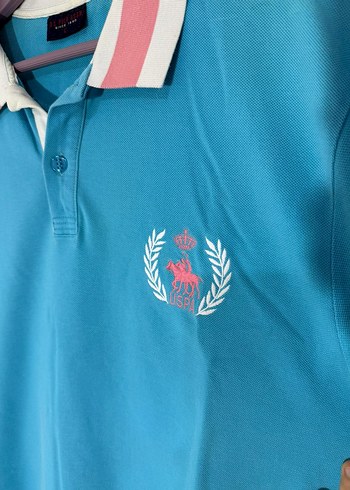 Mavi Kısa Kollu Polo Yaka Bol Kesim Tişört - Görsel 3