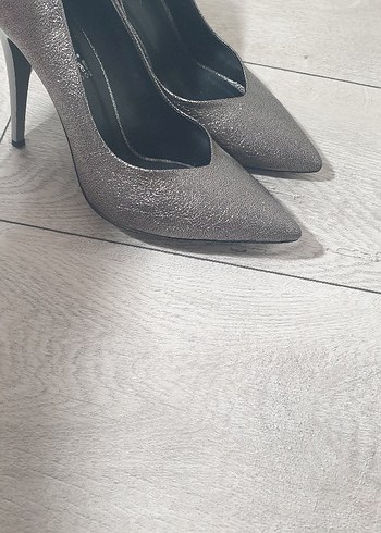 Gri Simli Yılan Desenli Stiletto - Görsel 3