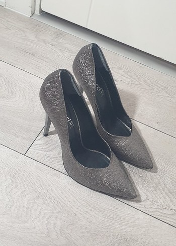 Gri Simli Yılan Desenli Stiletto - Görsel 6