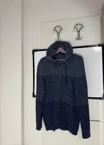 Gri Örgü Uzun Kollu Salaş Mavi Marka Hırka - Görsel 5