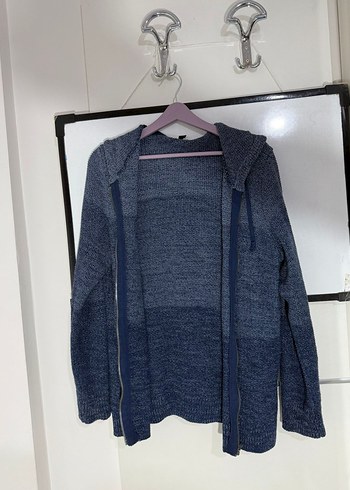 Gri Örgü Uzun Kollu Salaş Mavi Marka Hırka - Görsel 3