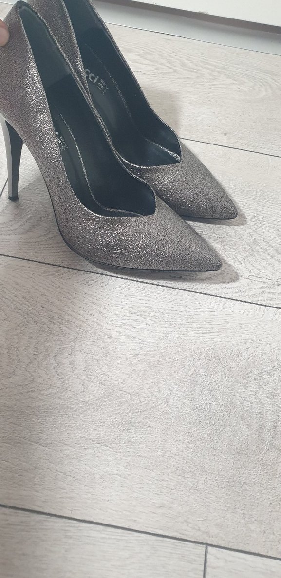 Gri Yılan Desenli Parlak Stiletto - Görsel 3