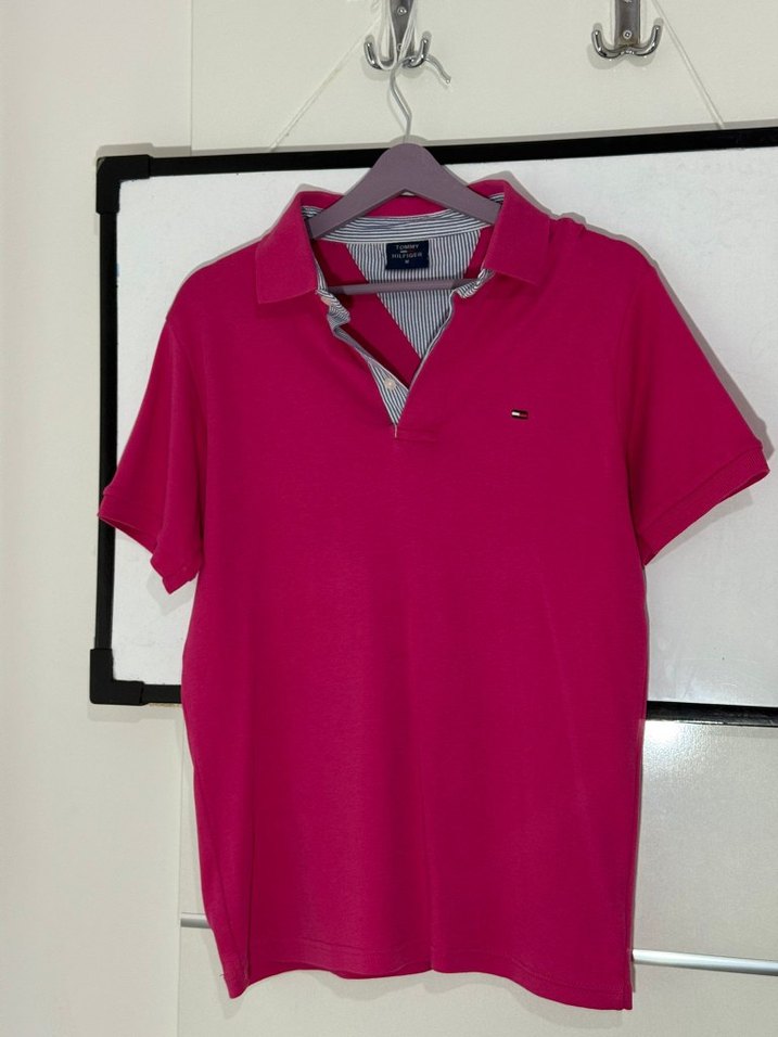 Erkek Pembe Polo Yaka Tommy Hilfiger Tişört - Görsel 4