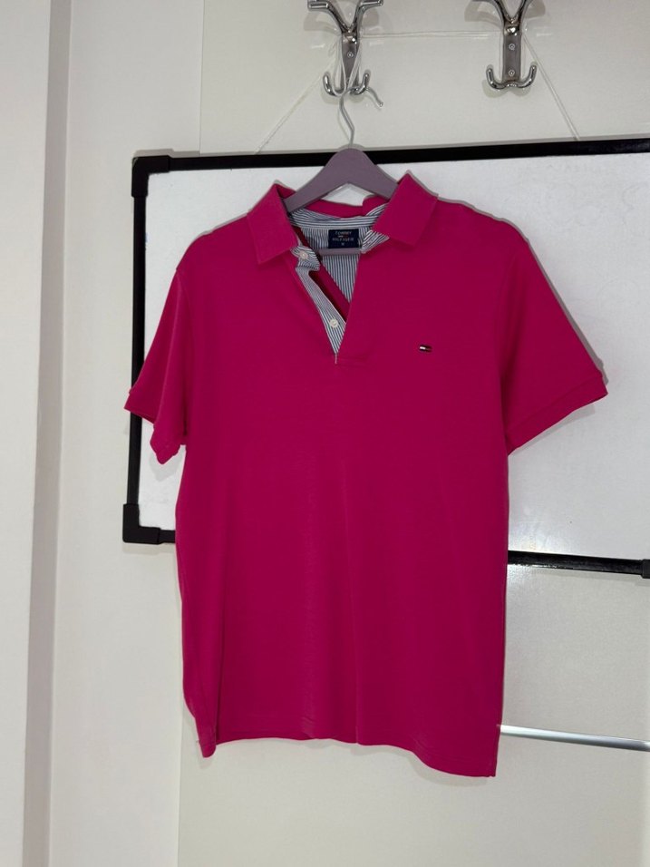 Erkek Pembe Polo Yaka Tommy Hilfiger Tişört - Görsel 2