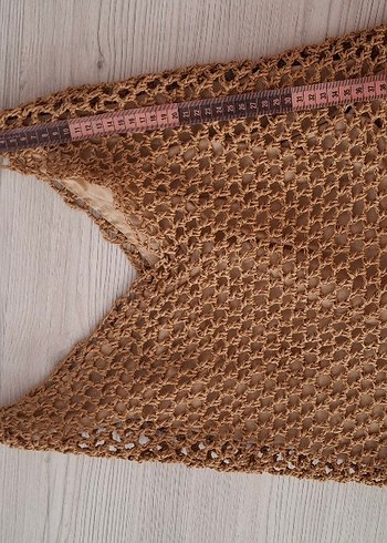 Zara Bej Örgü Dantel Detaylı Bohem Kadın Çanta