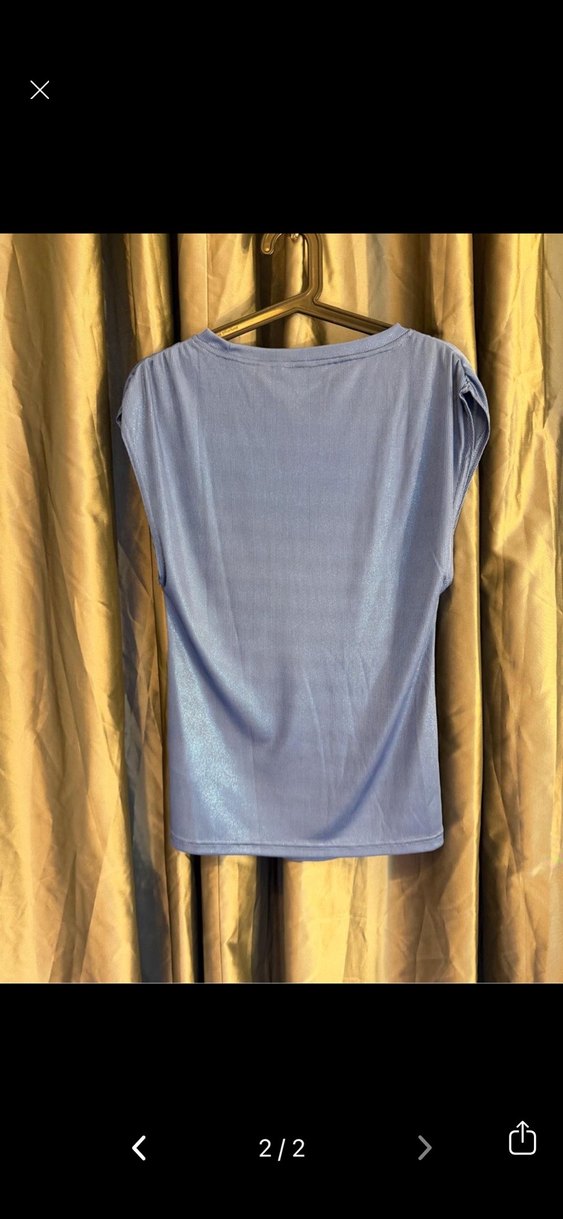 Gri Parlak Kısa Kollu Kadın Tişört - Görsel 2