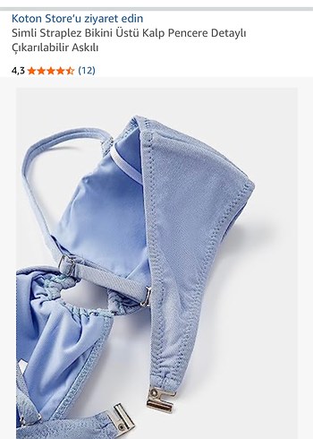 Koton Simli Straplez kalpli Mavi Bikini Üstü - Görsel 2