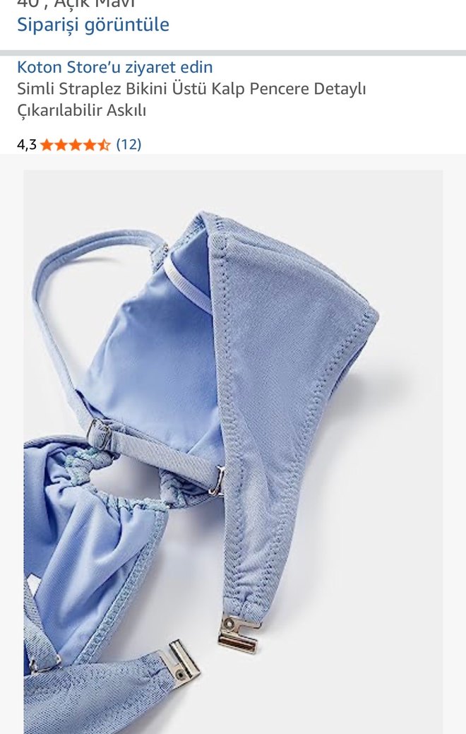 Koton Simli Straplez kalpli Mavi Bikini Üstü - Görsel 2