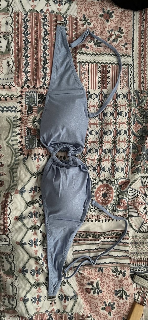 Koton Simli Straplez Mavi Bikini Üstü Kalp Detaylı - Görsel 3