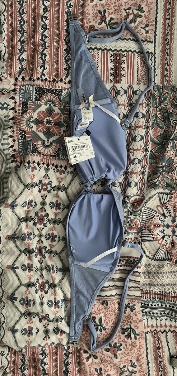 Koton Simli Straplez Mavi Bikini Üstü Kalp Detaylı - Görsel 4