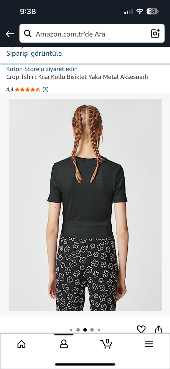 Koton Siyah Kısa Kollu Crop Top Metal Aksesuar - Görsel 2