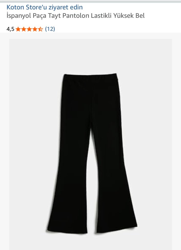 Koton Siyah İspanyol Paça Tayt Pantolon - Görsel 2