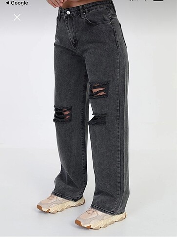 Yüksek bel geniş paça jean pantolon