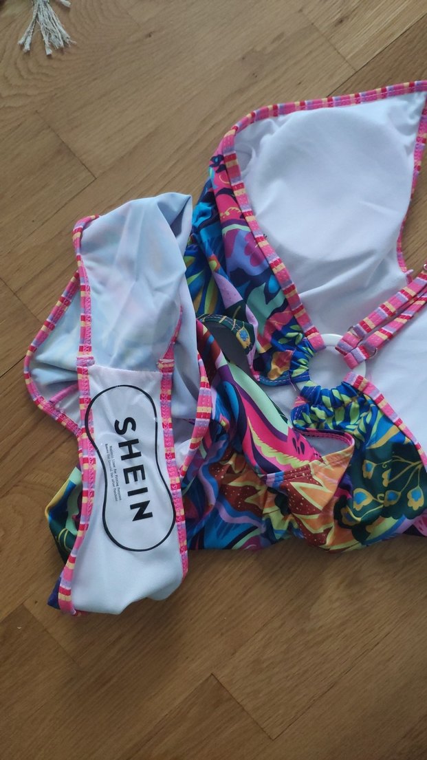 Renkli Drapeli Bağcıklı Kadın Mayo - Görsel 3