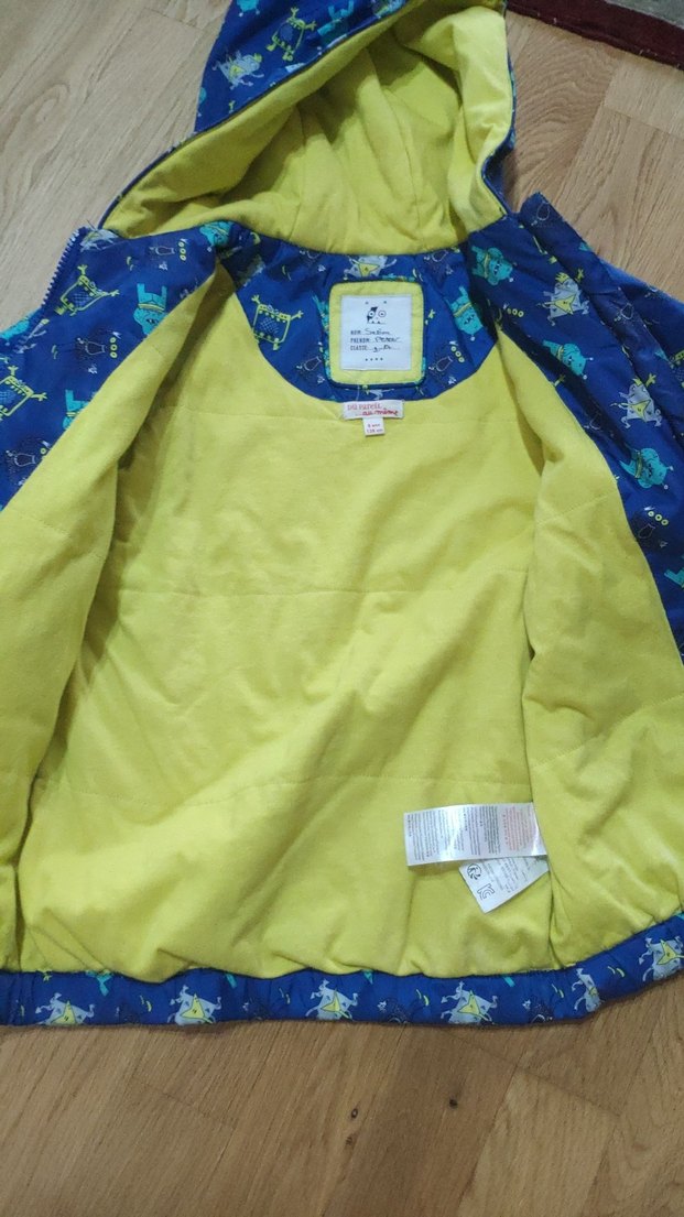 Du Pareil markası kapüşonlu Baskılı Mavi Erkek Çocuk Yağmurluk - Görsel 2