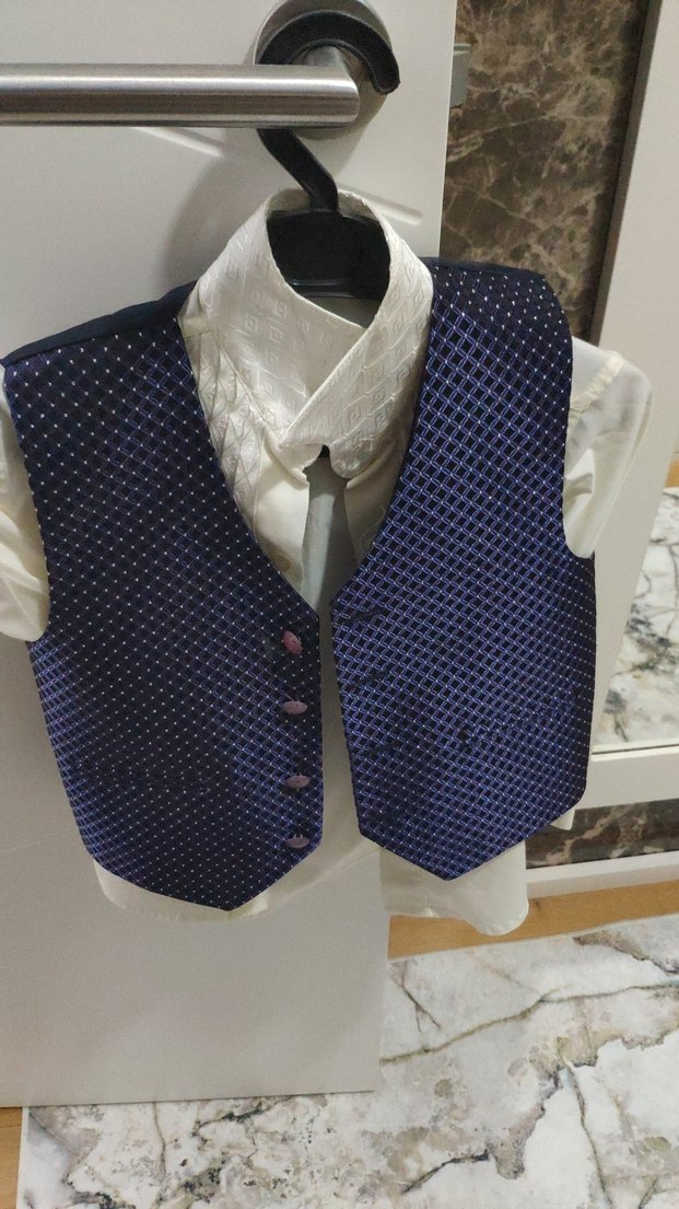 sünnet kıyafeti 1-2yas aralığı  Nakışlı Beyaz Pamuklu gömlek - Görsel 2