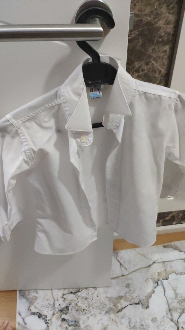 sünnet kıyafeti 1-2yas aralığı  Nakışlı Beyaz Pamuklu gömlek - Görsel 3