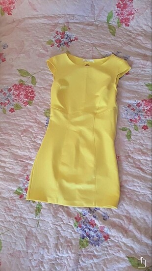 Bershka limon sarısı mini elbise