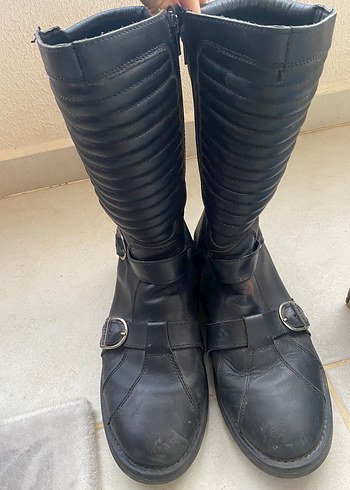 Erkek Siyah Deri Biker Botlar - Görsel 4