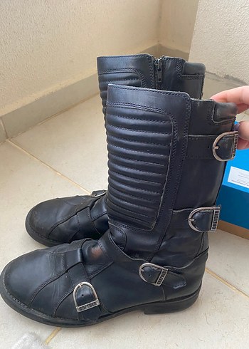 Erkek Siyah Deri Biker Botlar - Görsel 3