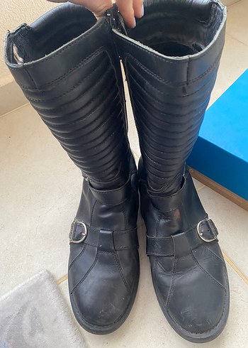 Erkek Siyah Deri Biker Botlar - Görsel 2