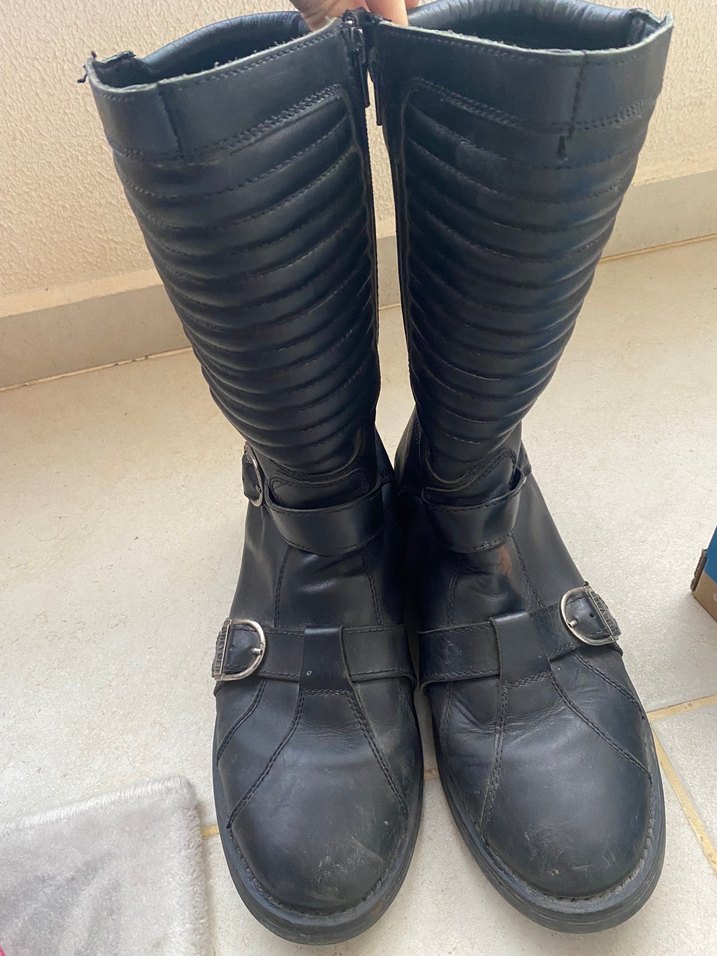 Erkek Siyah Deri Biker Botlar - Görsel 4