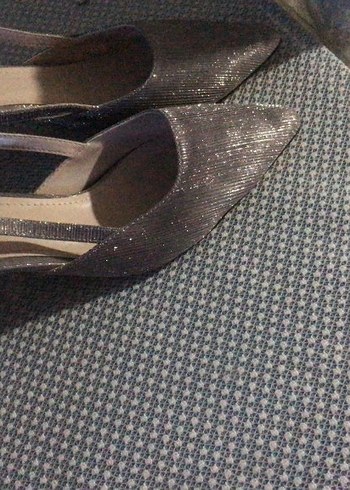 40 Beden gri Renk gümüs Stiletto Topuklu Kadın Abiye Ayakkabı