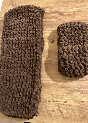 Kahverengi şal ve boyunluk - Görsel 2