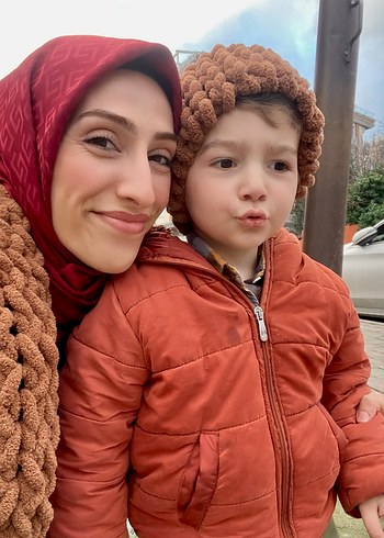 Kahverengi şal ve boyunluk - Görsel 6