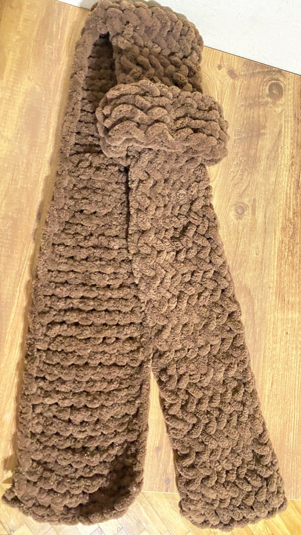 Kahverengi Örgü Kadın Atkı - Görsel 4