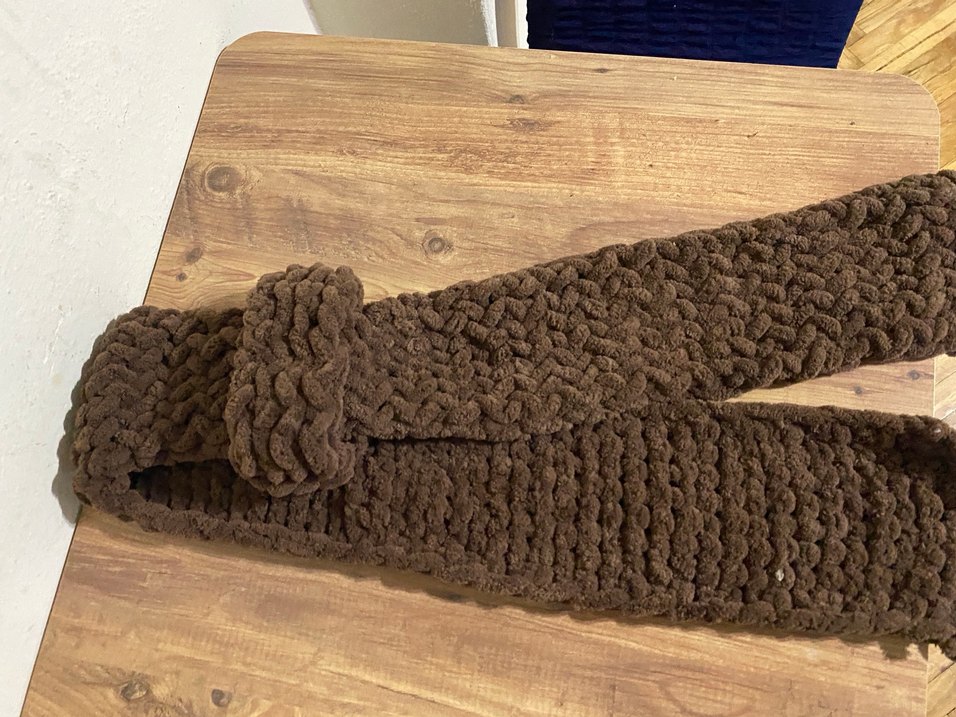 Kahverengi Örgü Kadın Atkı - Görsel 2