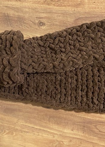 Kadın Kahverengi Örgü Şal - Görsel 3