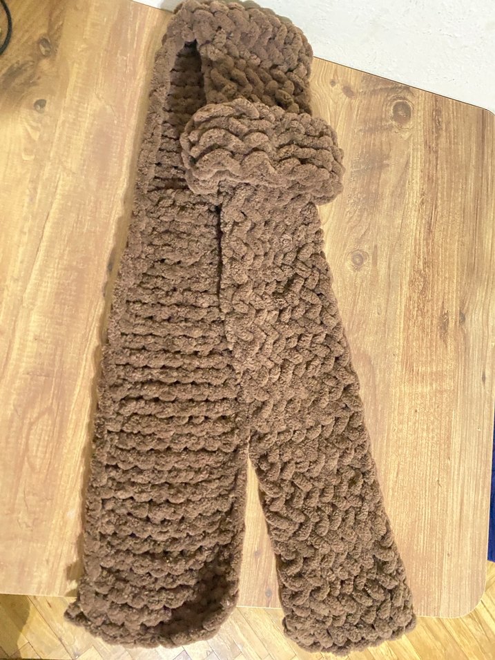 Kadın Kahverengi Örgü Şal - Görsel 2