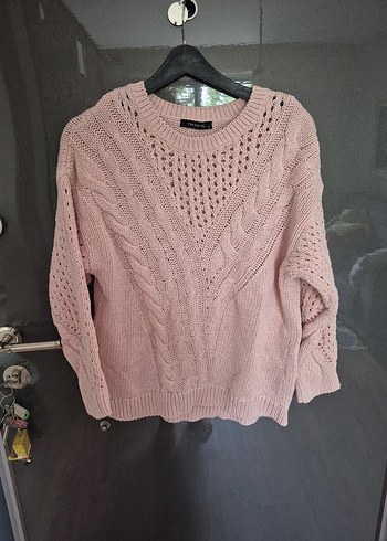 Toz Pembe Örgü Kadın Kazak