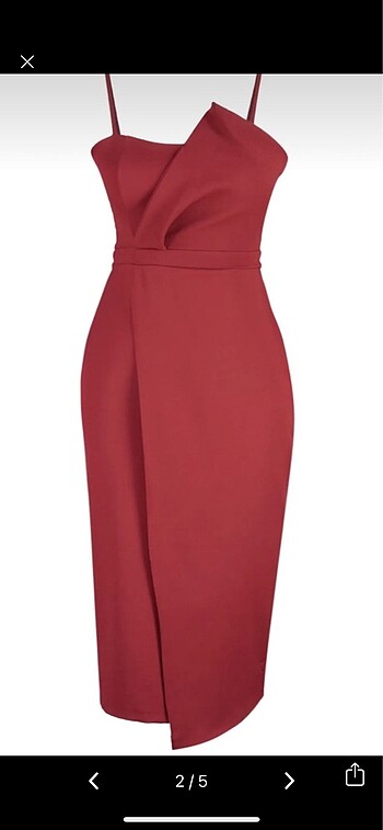 Trendyol & Milla Midi boy bordo elbise