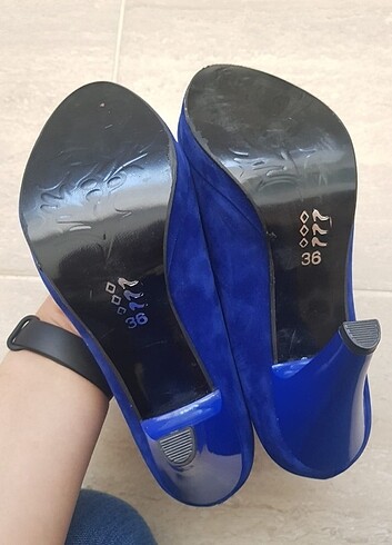 36 Beden Saks mavisi topuklu ayakkabı