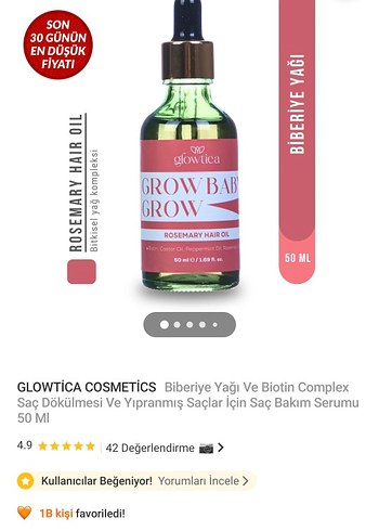 Glowtica Biberiye Yağı Saç Serumu - Görsel 3
