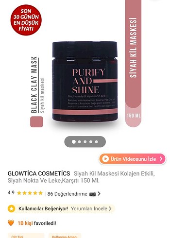 Glowtica Purify and Shine Siyah Kil Maskesi - Görsel 3