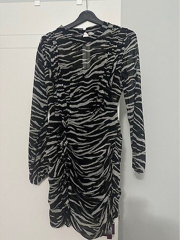 Twist TWİST ZEBRA DESEN SİYAH ELBİSE