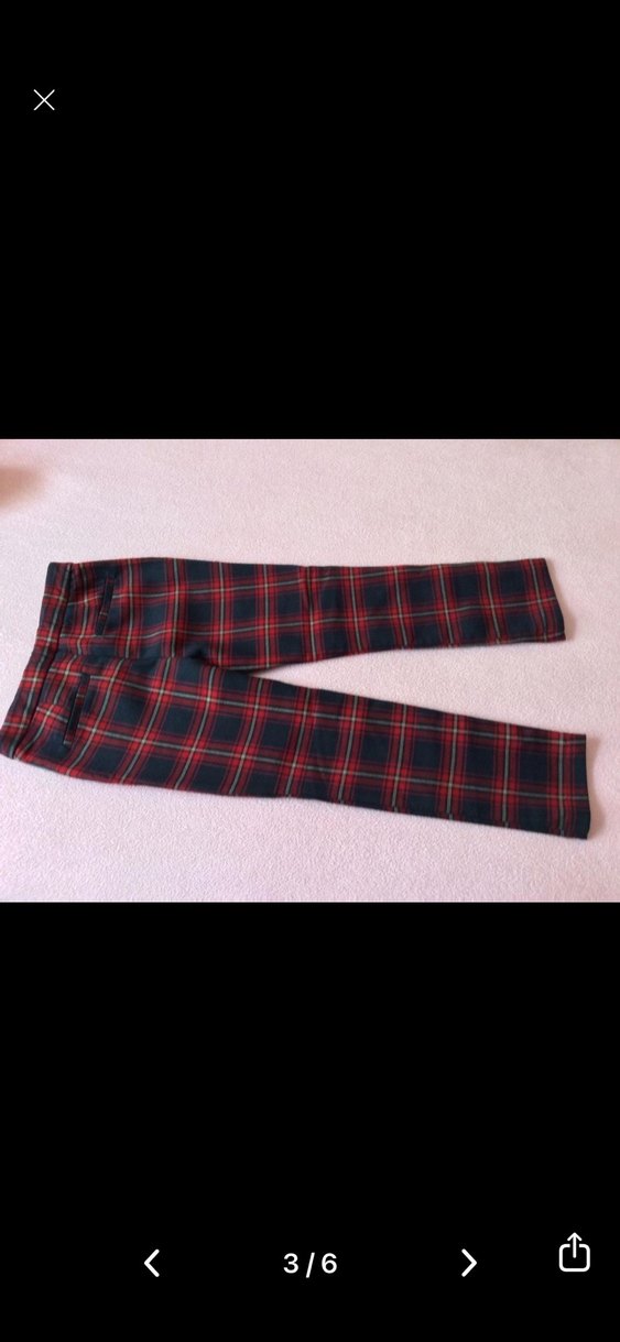 Düğmeli Kırmızı Ekose kız pantalon - Görsel 4