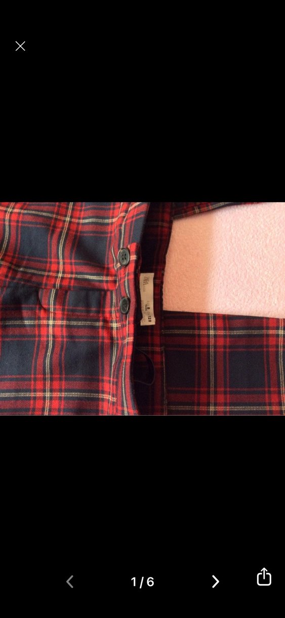 Düğmeli Kırmızı Ekose kız pantalon - Görsel 5